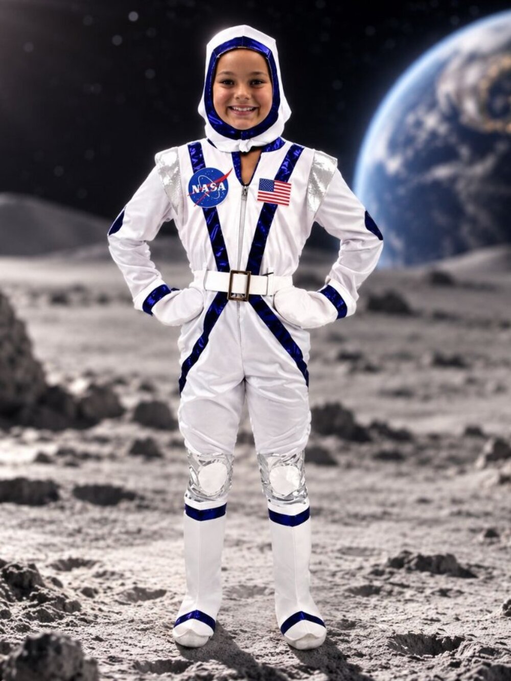 Boo! Inc. Kids Astronaut Halloween Costume Spooky Space Cadet Suit Dress Up 3/4
